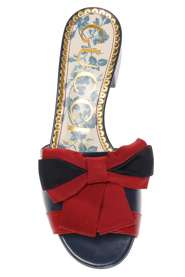 Navy blue Slides with grosgrain bow Gucci Vitkac GB